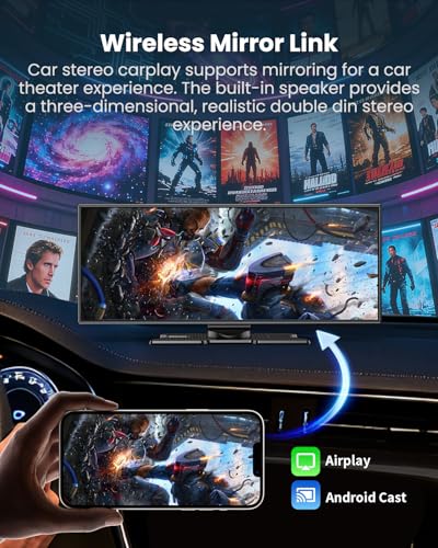 11.5" Wireless Carplay Screen for Car, Portable A pple Carplay & Android Auto Touch Screen, 4K Dash Cam/App Control/1080p Backup Camera/Mirror Link/Voice Control/GPS/Bluetooth,for All Vehicles