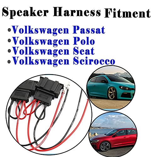 2 Pack Speaker Wire Harness Adapter Replacement for Volkswagen Speaker Harness VW Jetta GLI GTI Beetle Golf Passat Polo Car Speaker Connector Harness Adapter