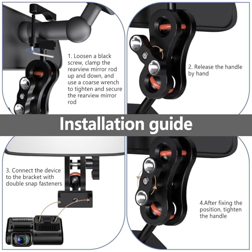 Dash Cam Mount,Aluminum Rearview Mirror Mounting Bracket Kit