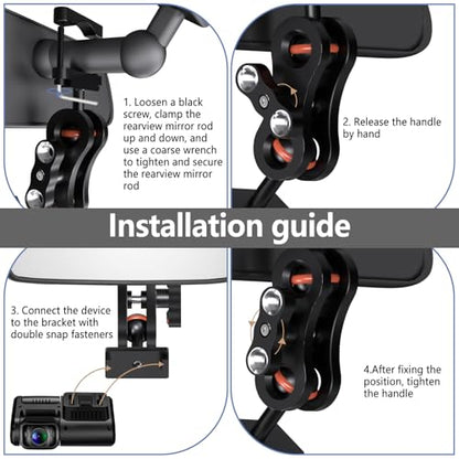 Dash Cam Mount,Aluminum Rearview Mirror Mounting Bracket Kit