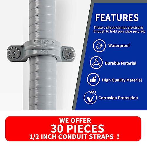 (1/2" Conduit Strap 30 Pack) Yariwiz 1/2 inch Plastic PVC Flex Electrical Conduit Strap Clamp Fittings - style: 1/2" Strap-30 Pack