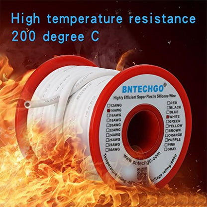 BNTECHGO 14 Gauge Silicone Wire White 25ft Stranded Tinned Copper Wire - color: White, size: silicone wire 25ft