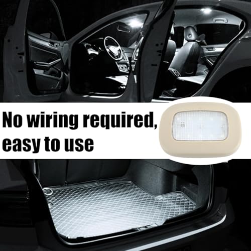 Car Interior Dome Lamp, Magnetic USB Vehicle Ceiling Roof Reading Light, Rechargeable Wireless Automotive Inside Lighting Accessories, Universal for SUV Trailer Camper (Beige) - color: Beige