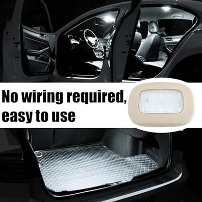 Car Interior Dome Lamp, Magnetic USB Vehicle Ceiling Roof Reading Light, Rechargeable Wireless Automotive Inside Lighting Accessories, Universal for SUV Trailer Camper (Beige) - color: Beige