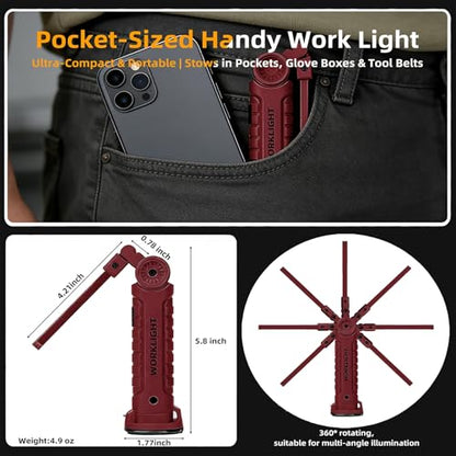 Rechargeable Work Light for Mechanics, Tool Fathers Day Dad Gifts for Men - color: Red