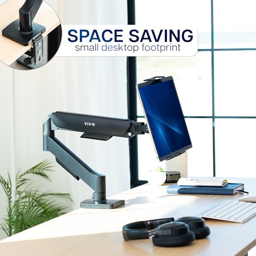 VIVO Height Adjustable Counterbalance Mechanical Arm Tablet Desk Mount, Fits 2-in-1 Laptops and 15.6 inch Portable Monitors, Max VESA 100x100, Black, STAND-V001O-M02 - size: up to 15.6" monitors + arm mount