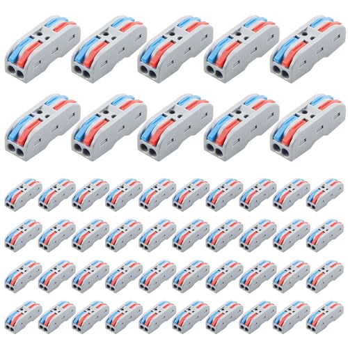 ALITOVE 50pcs Electrical Connectors Push in Lever Nut Quick Wire Connector - size: 50PCS, style: 2 in 2 out
