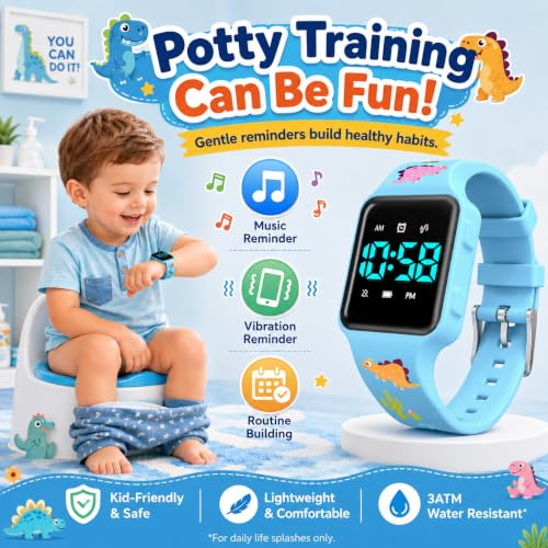 BEN NEVIS Potty Training Watch, Digital Toddler Watch with Countdown/Music/Alarm Clocks/Vibration Reminder and Waterproof, Remind Toddler to Go to The Toilet - color: 03-DinosaurWorld