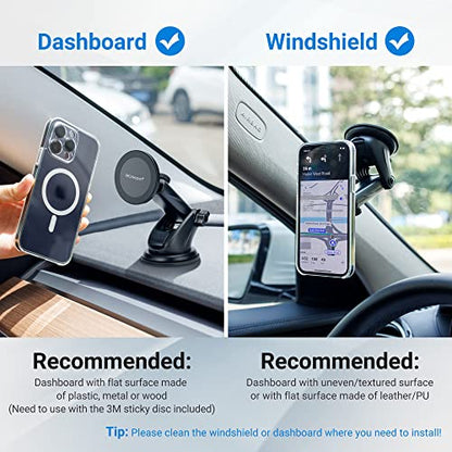 PROfezzion Car Windshield Magnetic Phone Mount Holder for MagSafe iPhones - style: Car Dash, Windshield or Vent
