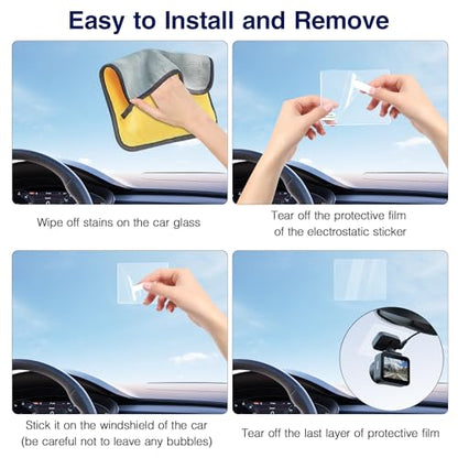 Car Windshield Electrostatic Film and Double-Sided Sticker Adhesive Pad for Mounting Dash Cam, Camera, Windshield Sticker Applicator Car Decals Sticky Pad