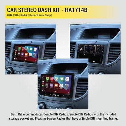 Scosche HA1714B Double DIN or Single DIN with Pocket Radio Installation Dash Kit Compatible with 2012-2016 Honda CR-V Vehicles - Aftermarket Car Stereo Install Kit Radio Bracket - See Fit Guide Image
