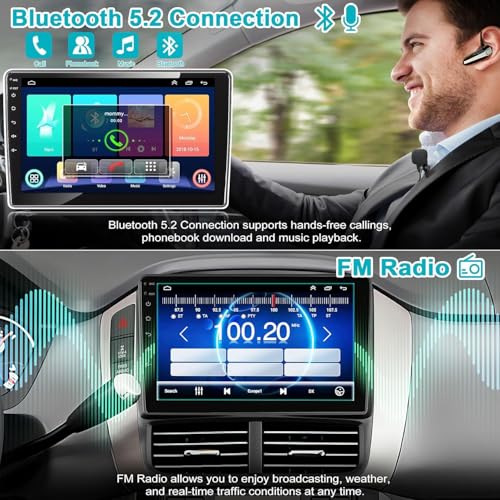 4+64G Android 13 Car Radio for Honda Pilot 2006 2007 2008,9" Touchscreen Stereo Support Wireless Carplay&Android Auto,Built-in GPS Navigation/WiFi/Steering Wheel Control/Bluetooth/Reverse Camera/HiFi
