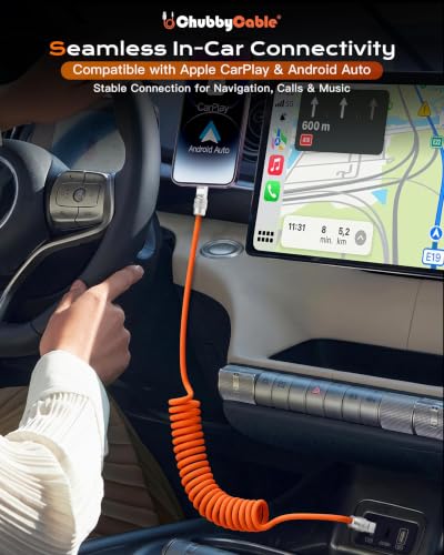 chubbycable Coiled USB C Cable 240H Sag-Free Charging Cable, 1 Pack, Orange - color: Orange-1 Pack