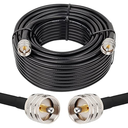 MOOKEERF RG8x Coaxial Cable 50ft,CB Coax Cable 50 Ohm,UHF PL259 Male to Male Low Loss CB Antenna Extension for HAM Radio,VHF Radio,SWR Meter,Dummy Load,Antenna Analyzer - size: 50FT