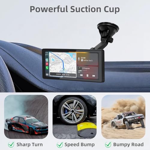 Carplay Screen Mount, Upgrade 90mm Larger Suction Cup Mount 360° Flexible Windshield Dashboard Bracket for 7" 9" 10.26" Inch Car Play Screen Replacement Mount