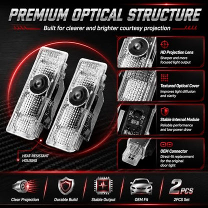NZY Never Fade HD Door Light Logo Projector Compatible with 1/2/3/4/5/6/7/M/X/Z/GT Series Accessories, 2Pcs 3D LED Ghost Shadow Laser Car Courtesy Step Light Puddle Lamps - color: BM