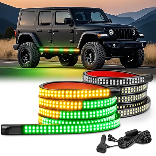 Nilight 2PCS 70 Inch Running Board LED Lights Strip Amber Green for Truck - color: Amber Green