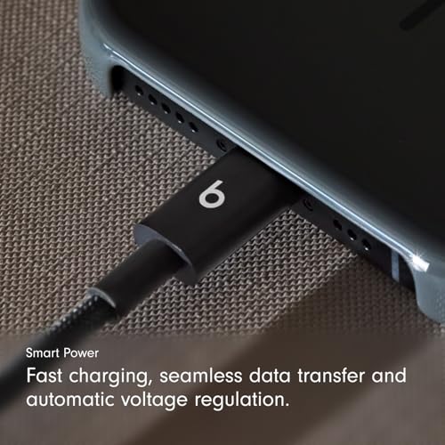 Beats USB-C to USB-C Woven Cable Fast Charging Durable/Tangle-Free Compatible Charger for Apple & Android Devices (1.5 m, 5 ft) - Bolt Black - color: Bolt Black, size: 5 ft, style: USB-C to USB-C