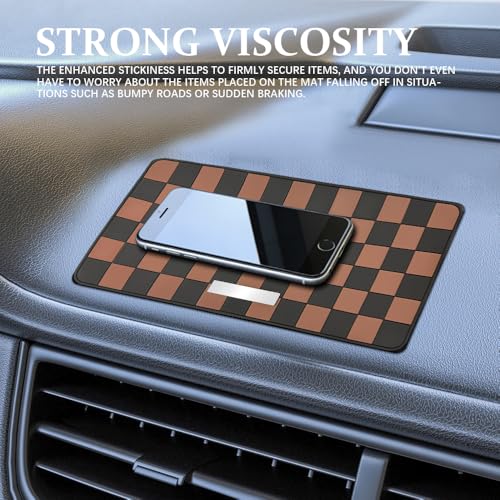 Car Dashboard Non Slip Mat, Car Dashboard Mat, Universal PVC Sticky Adhesive Pad, Auto Accessories Multifunctional Auto Grip Mat for Phones Sunglasses Keys Electronic Devices (Black Brown) - color: Black Brown