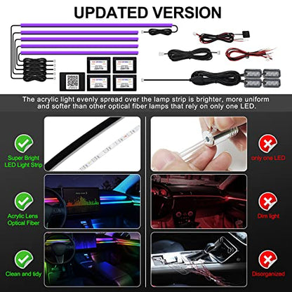 Acrylic Interior Car LED Strip Light with Wireless APP, RGB 10 in 1 with 175 inches 593 LEDs Fiber Optic Ambient Lighting Kits, 16 Million Colors Sound Active Function Car Neon Lights - size: RGB Kit - 10 in 1