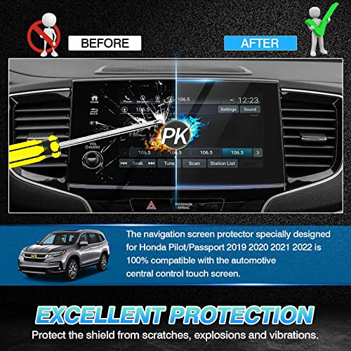 Autorder Custom Fit for Screen Protector 2019-2022 Honda Pilot/2019-2025 Passport Tempered Glass 9H Navigation Touchscreen Protective Film(8-Inch) - size: 2019-2022 Pilot/Passport