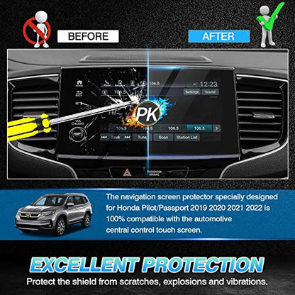 Autorder Custom Fit for Screen Protector 2019-2022 Honda Pilot/2019-2025 Passport Tempered Glass 9H Navigation Touchscreen Protective Film(8-Inch) - size: 2019-2022 Pilot/Passport