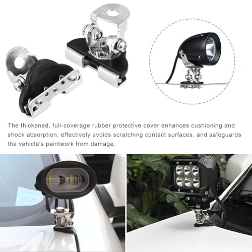 2 PCS LED Light Bar Mounting Brackets, Adjustable Car Pillar Hood Lamp Mount Holder with Hex Wrenches, Universal Work Light Bar Fixing Bracket for Off-Roads Trucks SUVs (Silver) - color: Silver