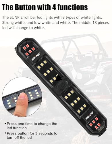 SUNPIE SXS Dome Light Battery Powered Universal Roll Bar Lights, 2Packs - color: 2 PCs of White and Red
