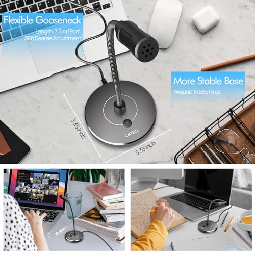 CMTECK USB Computer Microphone, Studio-Quality，Plug & Play for PC,Laptop - color: Gray