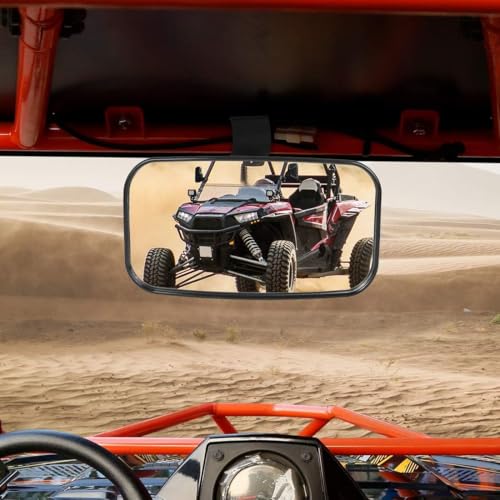 iJDMTOY Universal Fit 1 to 2 inch Round Roll Bar Clamp Mount Convex Inside Center Rearview Mirror For Polaris Yamaha Honda Can-Am Arctic Cat Kawasaki CFMOTO ATV UTV