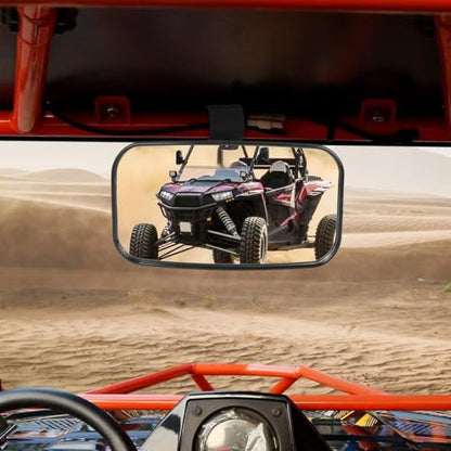 iJDMTOY Universal Fit 1 to 2 inch Round Roll Bar Clamp Mount Convex Inside Center Rearview Mirror For Polaris Yamaha Honda Can-Am Arctic Cat Kawasaki CFMOTO ATV UTV
