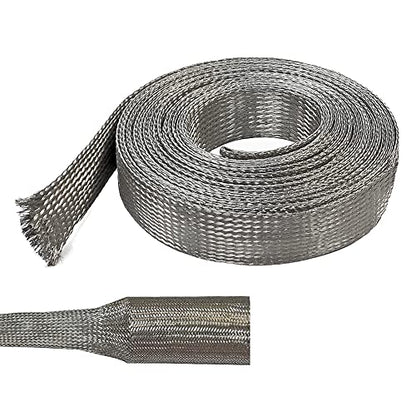 Electriduct 1/8" Tinned Copper Metal Braid Sleeving Flexible EMI RFI Shielding Wire Mesh (0.08" Diameter) - 10 Feet - size: 0.125 Inch (0.08" Dia) | 10 Feet