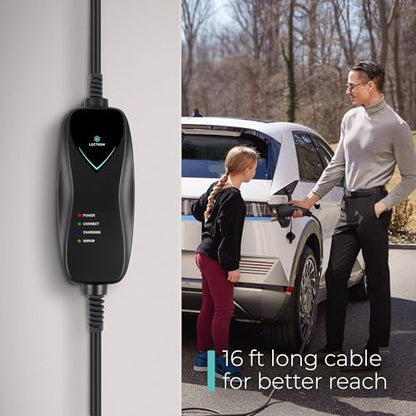 Lectron Level 1 J1772 Charger (WiFi Version) - 120V, 15 Amp, NEMA 5-15 Plug, 16 ft Extension Cord - Portable Electric Car Charger for J1772 Evs - size: 15A NEMA 5-15 with APP