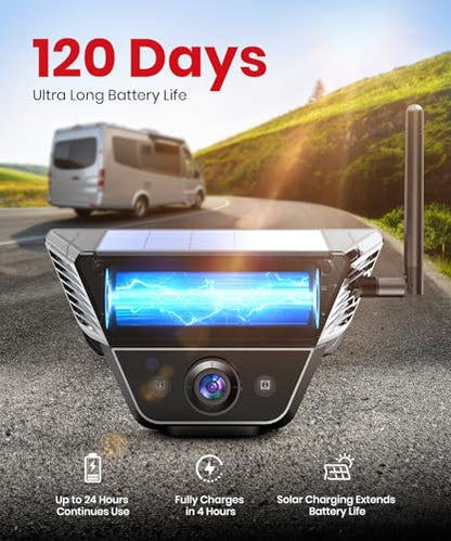 Solar Magnetic Wireless Backup Camera with 5 Inch Anti-Glare 1080P Screen - size: 5 inch
