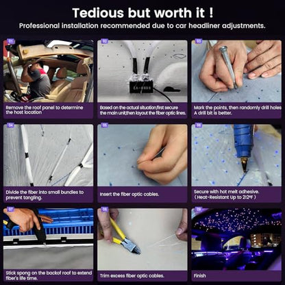 Split Starlight Headliner Kit - 600pcs 0.02in 4.9ft Fiber Optic RGBW Star Lights for Car with 2 Light Heads 16W Engine Easy to Hide,Flexible Wiring,APP/Remote Control for Car Roof Ceiling - size: 1+2+600*0.5*1.5m