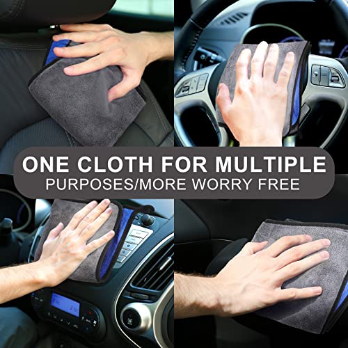 20 Pcs Microfiber Car Drying Towels 800 Gsm Thick Plush, Grey and Blue - color: Grey and Blue