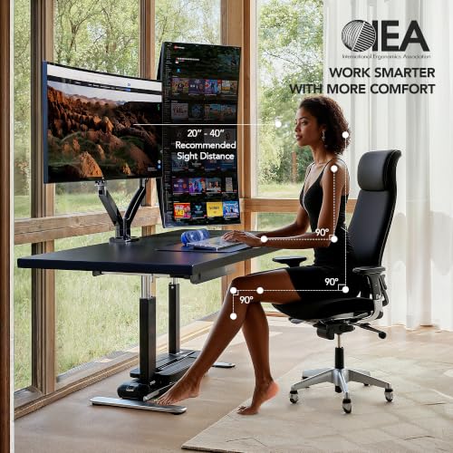 HUANUO Dual Monitor Stand for 13″–40″, Premium Dual Monitor Mount with USB, Height Adjustable Monitor Stand for 2 Monitors, VESA Mount with Clamp/Grommet Base, Holds 26.4lbs per Arm, HNDS7 - size: 13-40 Inch