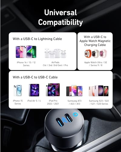 Anker 40W 2-Port PowerIQ 3.0 USB C Fast Charging Car Charger