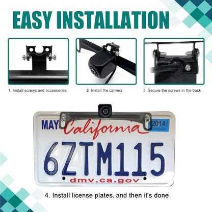 Backup Camera Mount with License Plate Holder and Universal Mirror Bracket