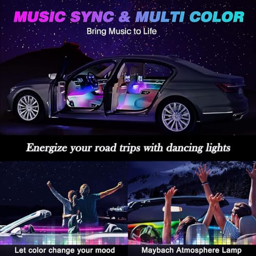 Car LED Interior Lights,Interior RGB Lights,8 Colors Car Atmosphere Lights,Car LED Strip Light with,Sync Music,5V USB Car Led Lights. - color: Remote control 24 lamp