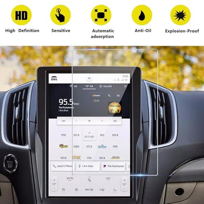 95x95mm Car Screen Protector for Stereo Radio, 9H HD Clear Tempered Glass - size: 95x95 mm