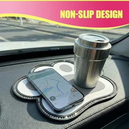 Bling Bear Claw Car Dashboard Non Slip Mat, Rhinestone Car Dashboard Grip Pad, Vehicle Strong Sticky Pads for Cell Phone, Sunglass, Key, Glass, Electronic Devices (Gray) - color: Gray