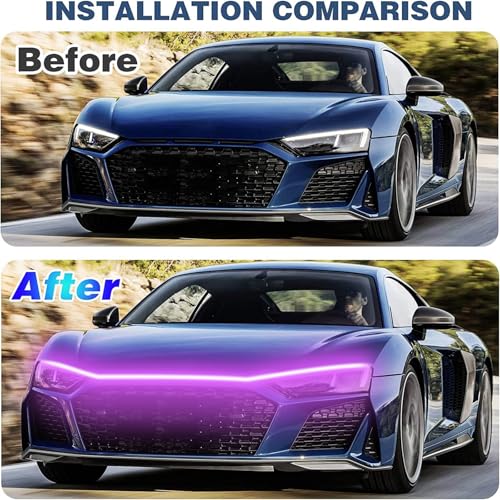 Car LED Hood Light Strip for Cars, SUVs, Trucks, Pink, 70 Inch - color: Pink, size: 70 Inches