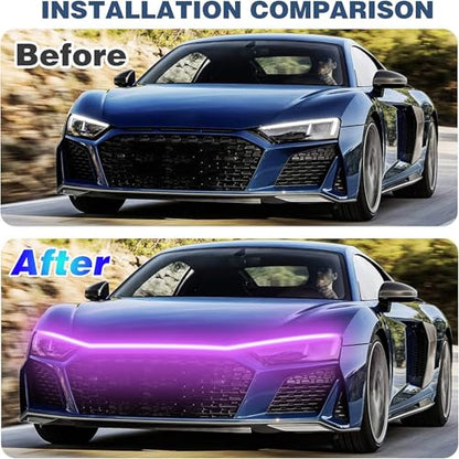 Car LED Hood Light Strip for Cars, SUVs, Trucks, Pink, 70 Inch - color: Pink, size: 70 Inches