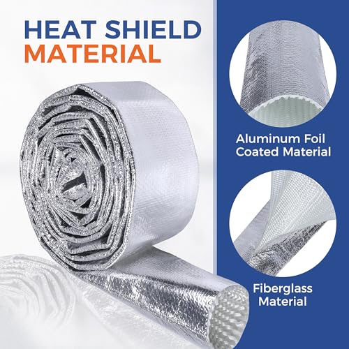 Automotive Aluminum Heat Shield Sleeve Wrap Wire Up to 485 °F, Cable Heat Shield Fire Sleeve Heat Resistance Silver Inner Diameter (1-1/2"-14ft) - size: 1-1/2"-14ft