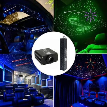 AZIMOM 16W Twinkle & Sound Activate 600pcs*0.03in*13.1ft Fiber Optic Starlight Headliner Kits+RGB Meteor Shooting Star,APP& Remote Control Light Engine End Glow Fiber Strands Home Car Ceiling Décor - size: Meteor+600pcs*0.03in*13.1ft