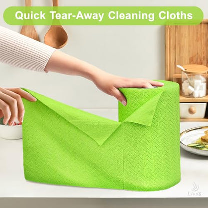 LIVOS Microfiber Cleaning Cloth Roll - 80 Pack, Reusable Paper Towels, Microfiber Towels for Cars, Super Absorbent Lint Free Cleaning Rags for House, Kitchen, Window-Wave Green, 11.5"x11.5" - color: Wave Green