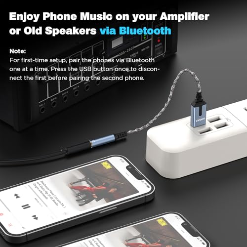 Bluetooth 5.3 to Aux Adapter for Car or Speaker, 3.5mm Bluetooth Receiver with 8-Strand Single Crystal Copper Cable, Aluminum Alloy Shell, for Hands-Free Calls, Voice Navigation, Phone Music - color: Space Gray