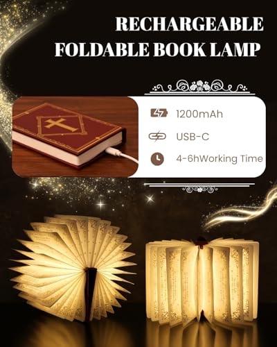 Book Light with Bible Verse, Foldable Paper Desk Lamp for Home Decor, Birthday Gifts for Christians，Book Lovers,Mom and Father