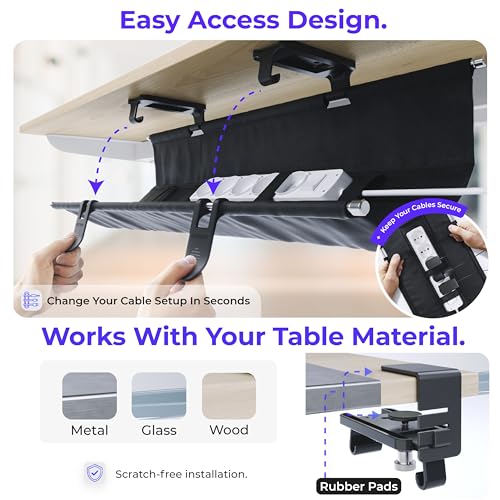 Ascrono Original Under Desk Cable Management Tray, Black, 14.1" - color: Black, size: Mini (14.1 in)